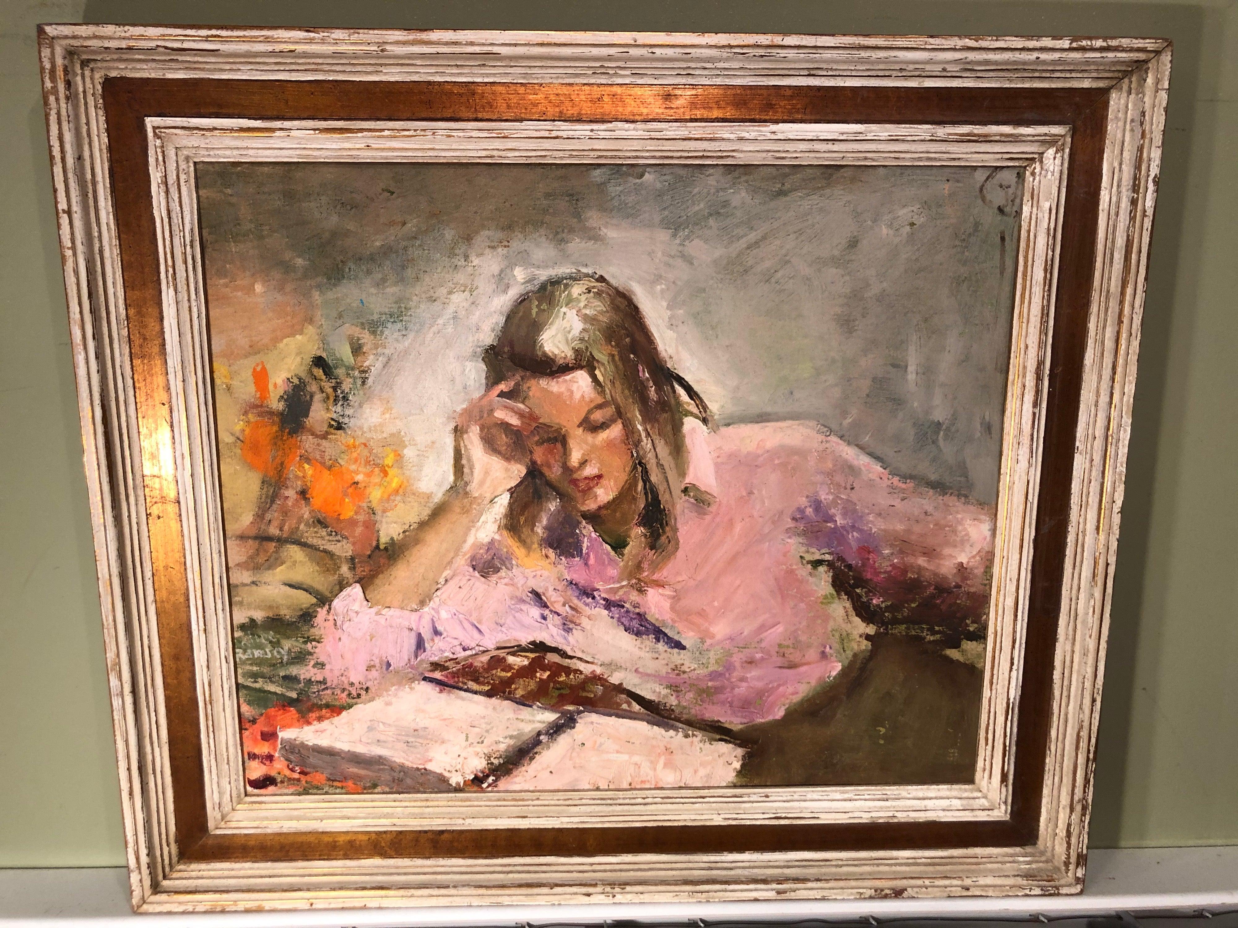 Signed portrait by New Yorker Illustrator Alice Harvey Ramsey (American 1894-1983) of her famous sister Arlene Huyler Ramsey. Alice Huyler Ramsey (November 11, 1886–September 10, 1983) was the first woman to drive across the United States from coast