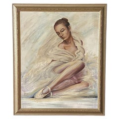 Signed Portrait Oil Painting of Ballerina