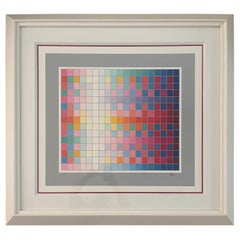Sérigraphie géométrique post-moderne signée  Intitulé « New Landscape » par Yaacov Agam