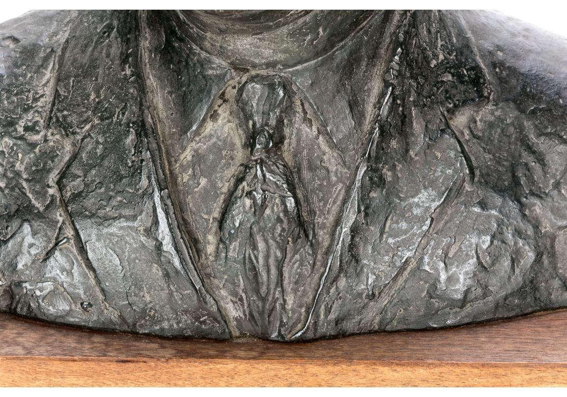 Painted Signed Pottery Bust Of President Eisenhower For Sale