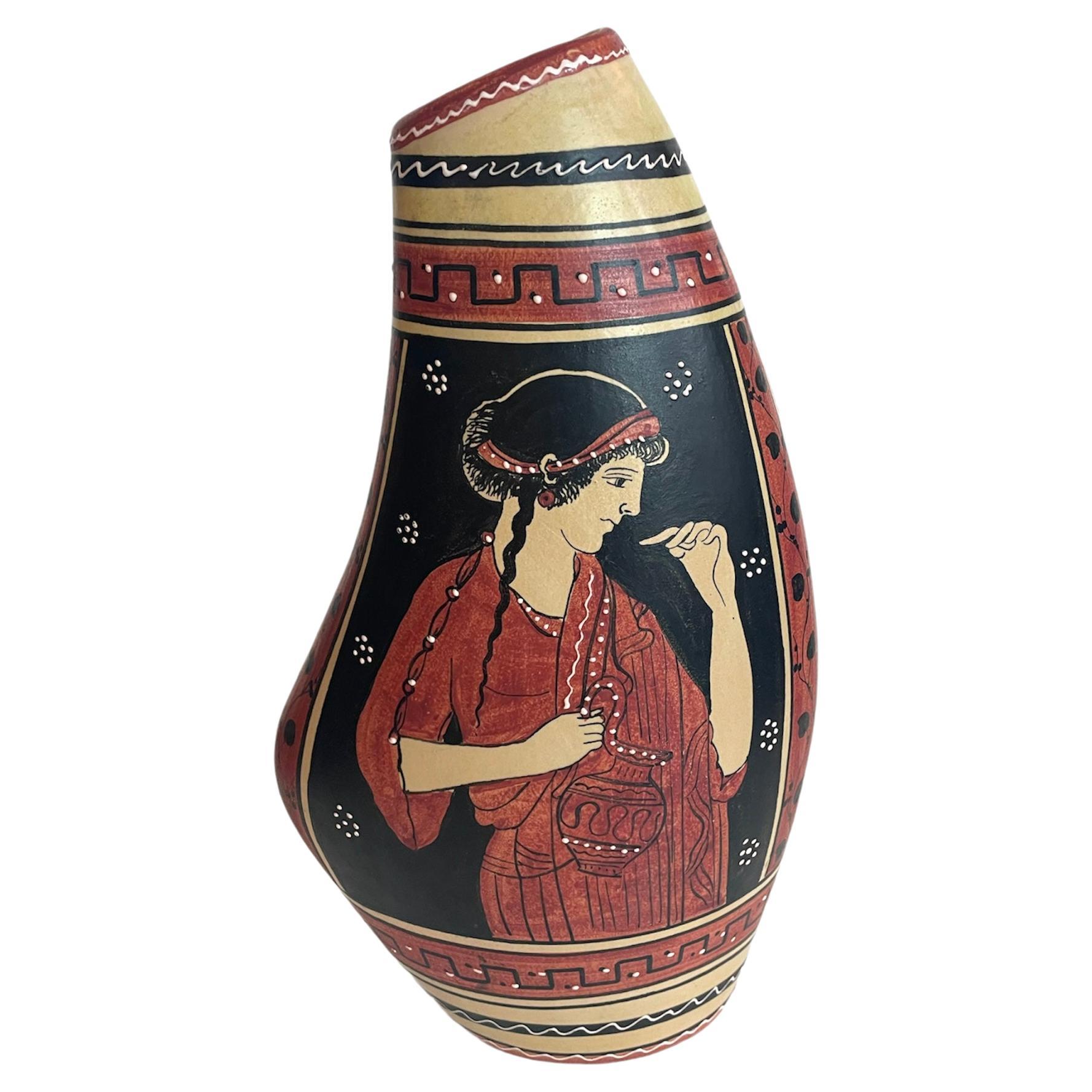 Signed Pottery Vase by "Volpi" Dervata For Sale