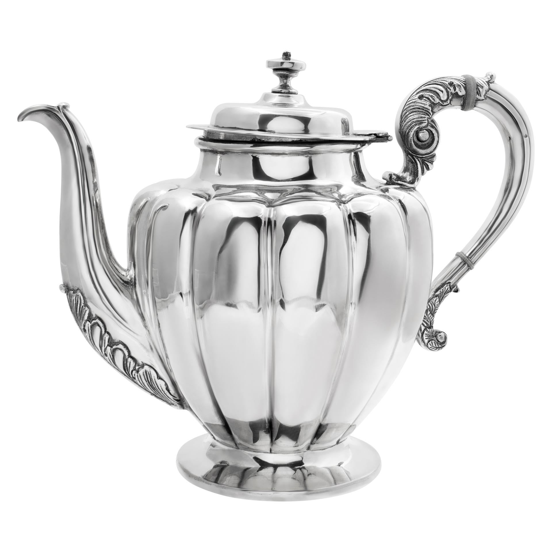 Signed Prieto Juarez Mexico 950 Sterling Silver 5 Pieces Coffee Tea Set W/ Tray In Excellent Condition In Surfside, FL