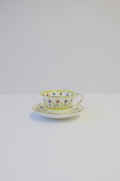 Signed 'Private Stock' Tiffany & Co. Yellow and Gold Tea or Coffee Cup & Saucer