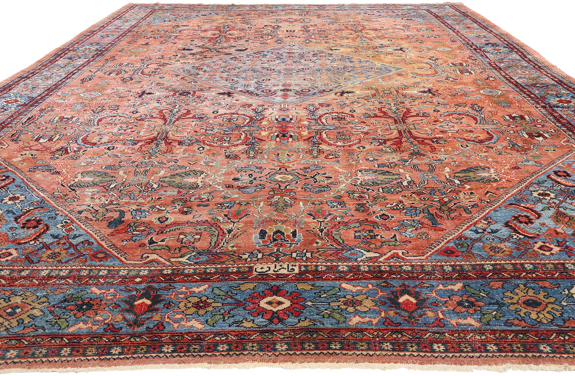 Signierter Qahraman Antiker persischer Sultanabad-Teppich aus Sultanabad, 10'00 x 17'06 (Persisch) im Angebot