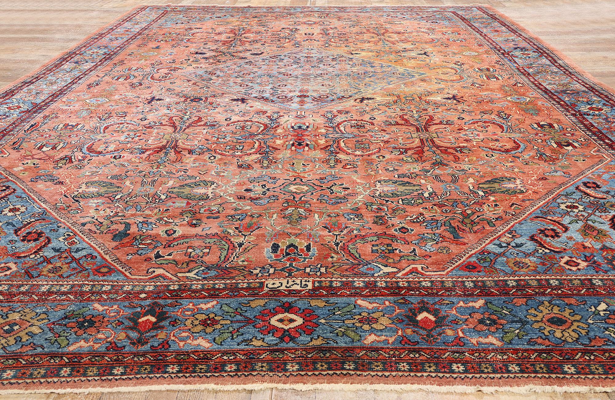 Signierter Qahraman Antiker persischer Sultanabad-Teppich aus Sultanabad, 10'00 x 17'06 im Angebot 1