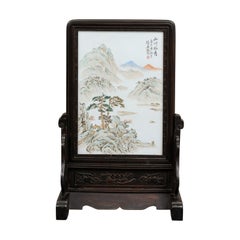Signed Qing/Republic Chinese Porcelain Table Screen