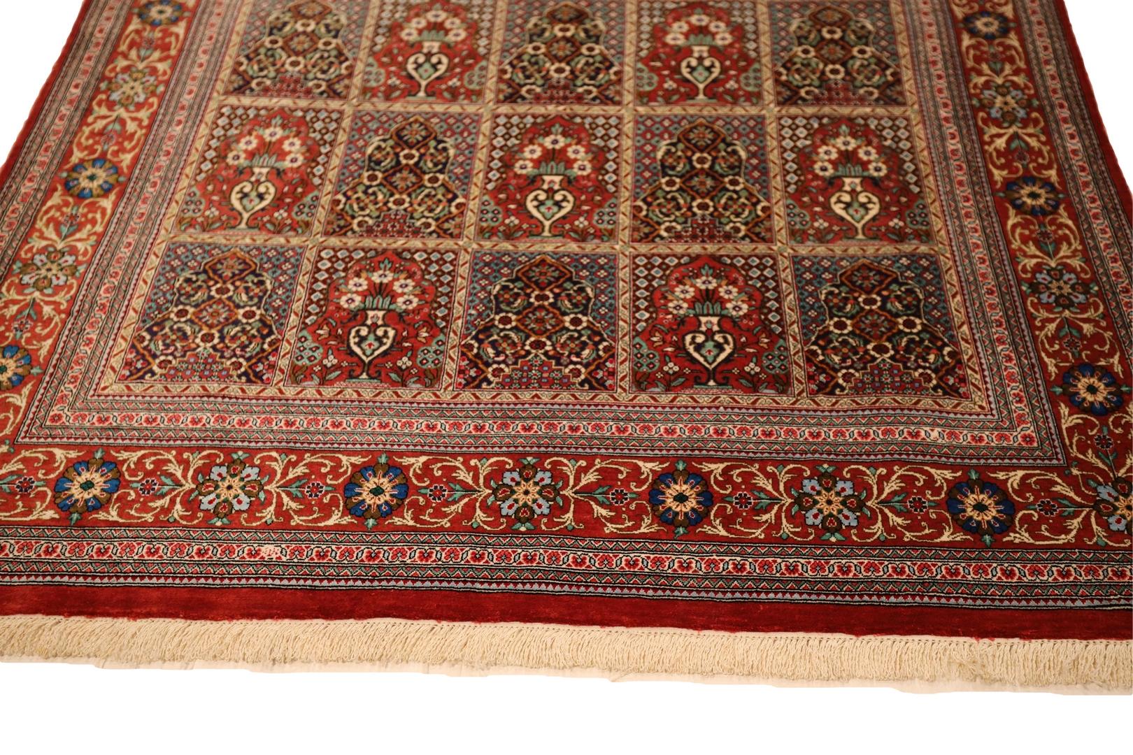 Hand-Knotted Signed Qum Silk Rug - 3'4