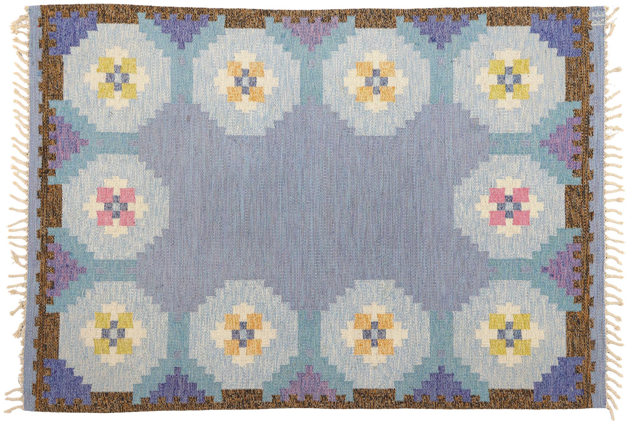 Schwedischer Rollakan-Teppich, signiert Ragnar Edberg, Vintage im Angebot 4