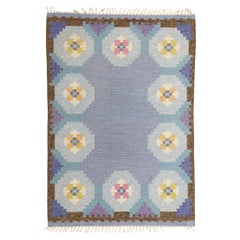 Signed Ragnar Edberg Vintage Swedish Rollakan Rug