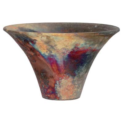 James Raku Raku Raku Vase, Signed James Franklin, Santa Fe, New Mexico For Sale at 1stDibs