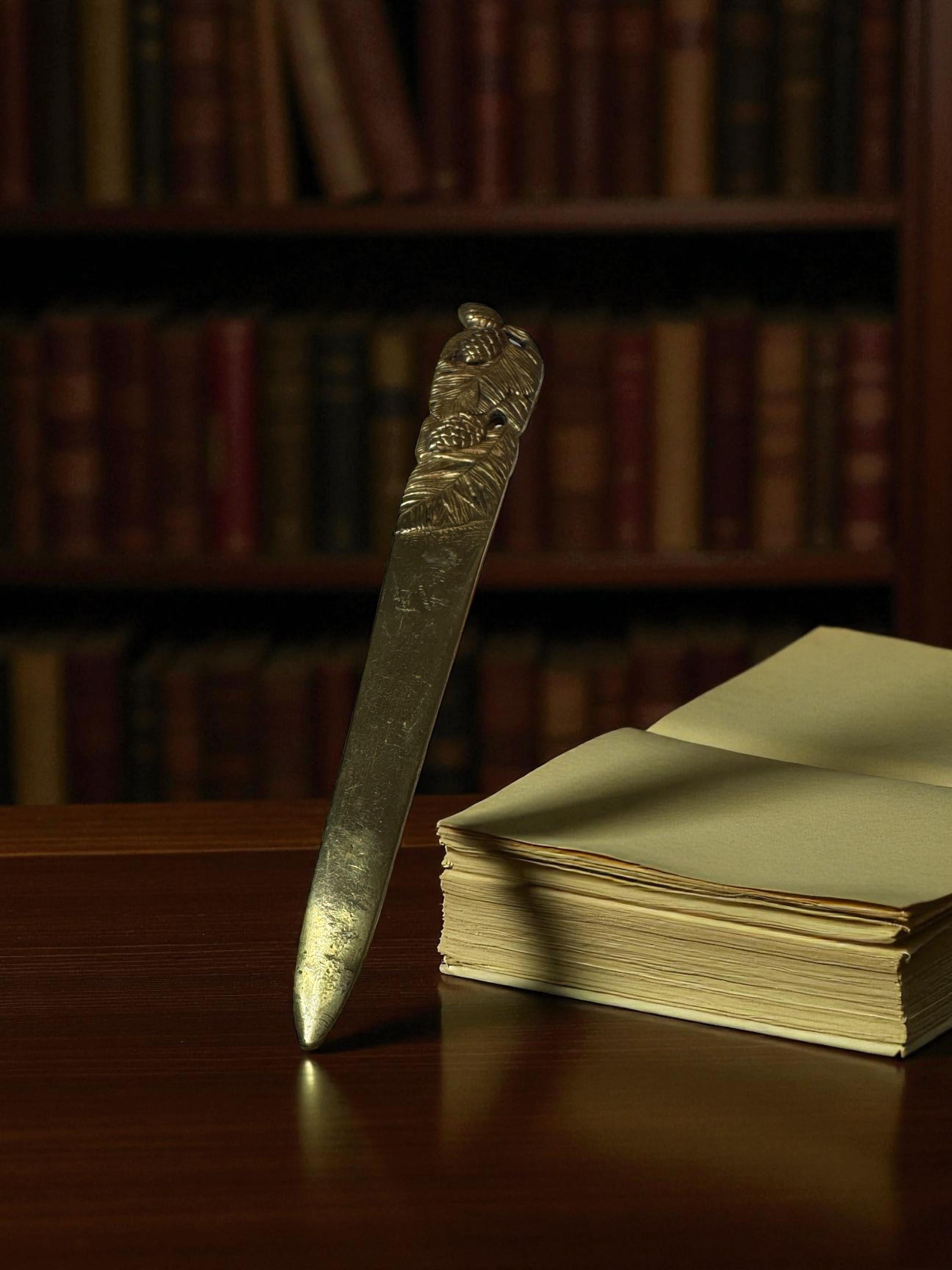 Signed Rare Authentic Original French Art Nouveau Letter Opener Antique 1900s For Sale 3