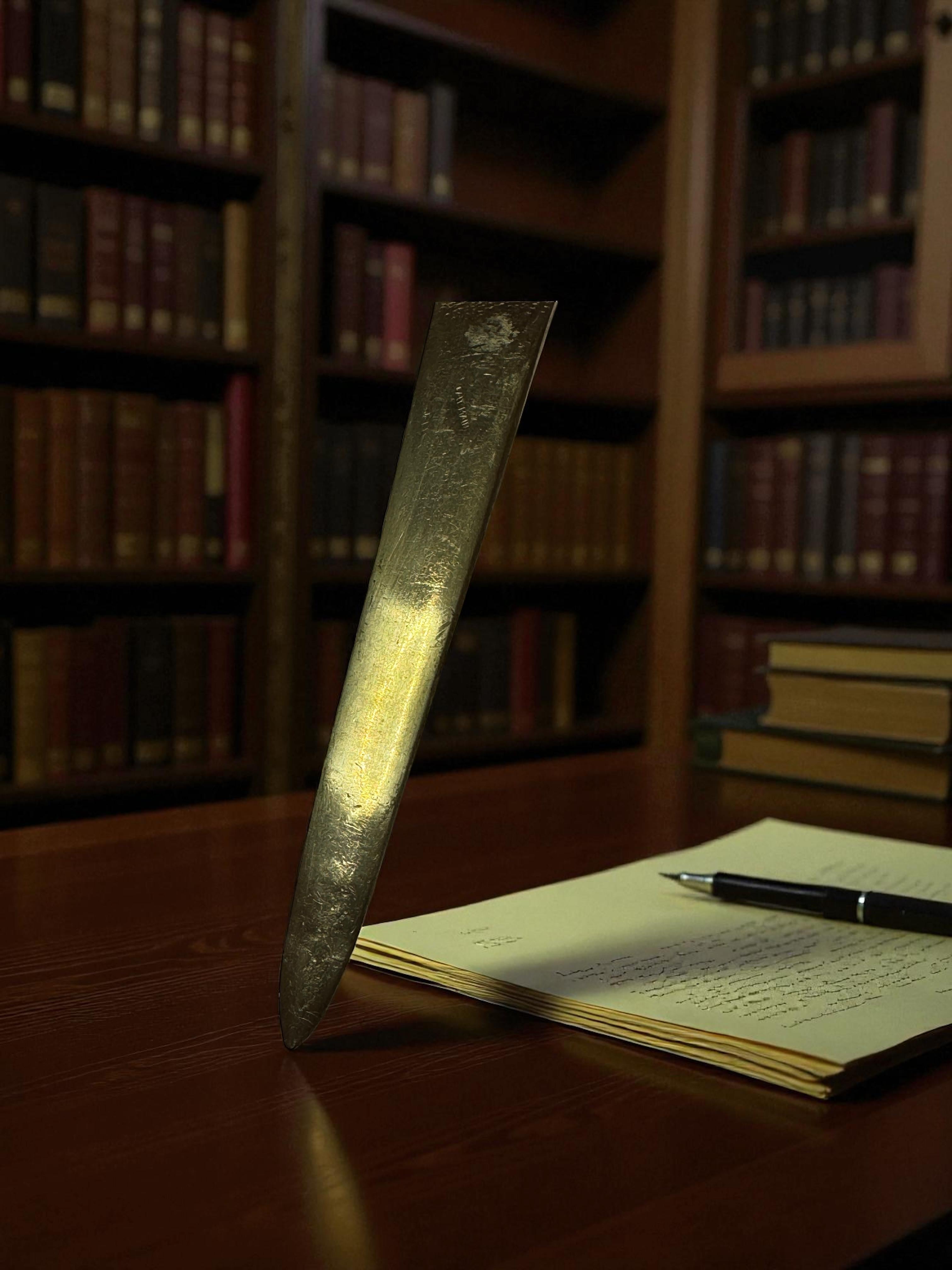 Signed Rare Authentic Original French Art Nouveau Letter Opener Antique 1900s For Sale 4