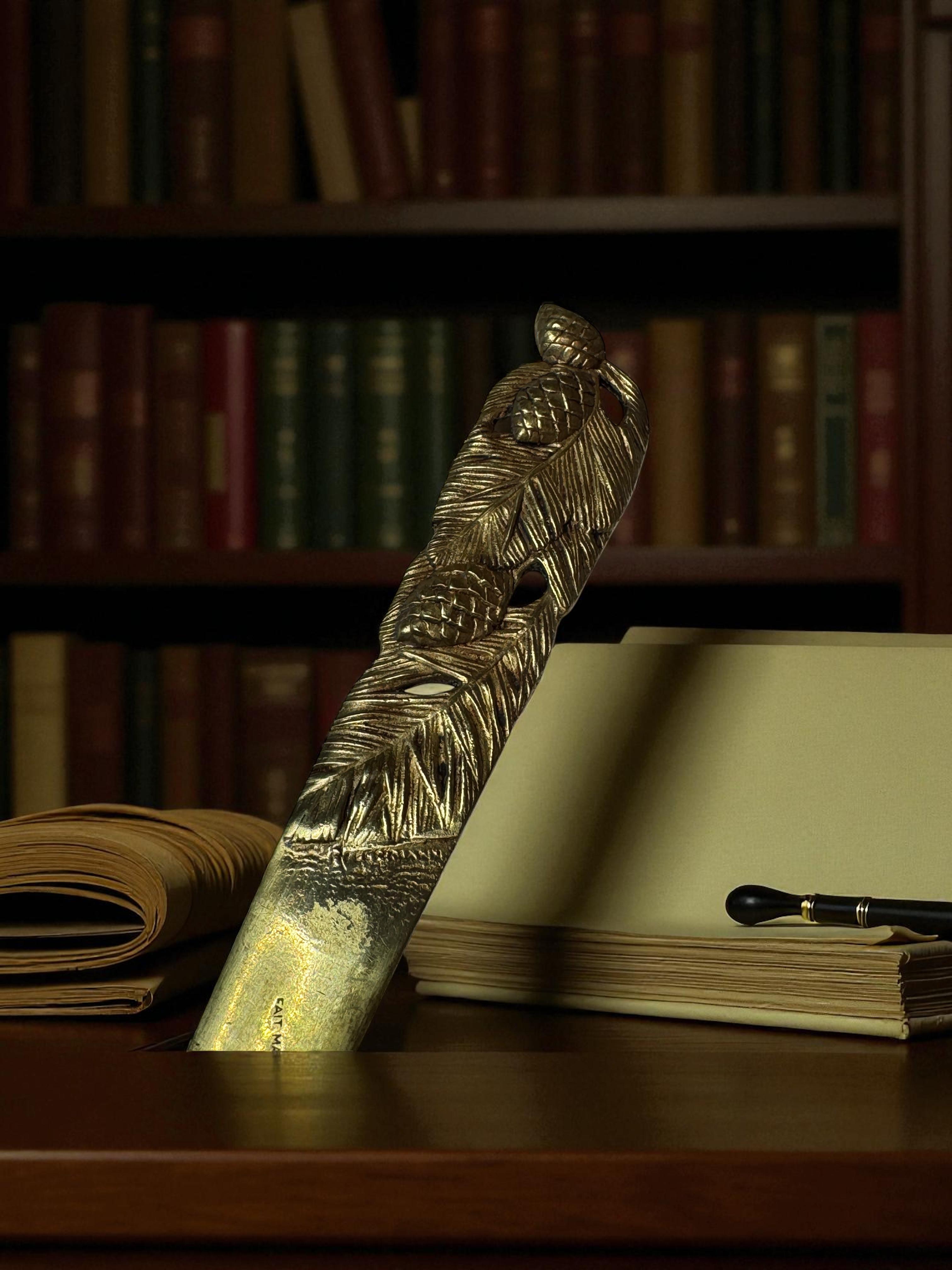 Signed Rare Authentic Original French Art Nouveau Letter Opener Antique 1900s For Sale 6