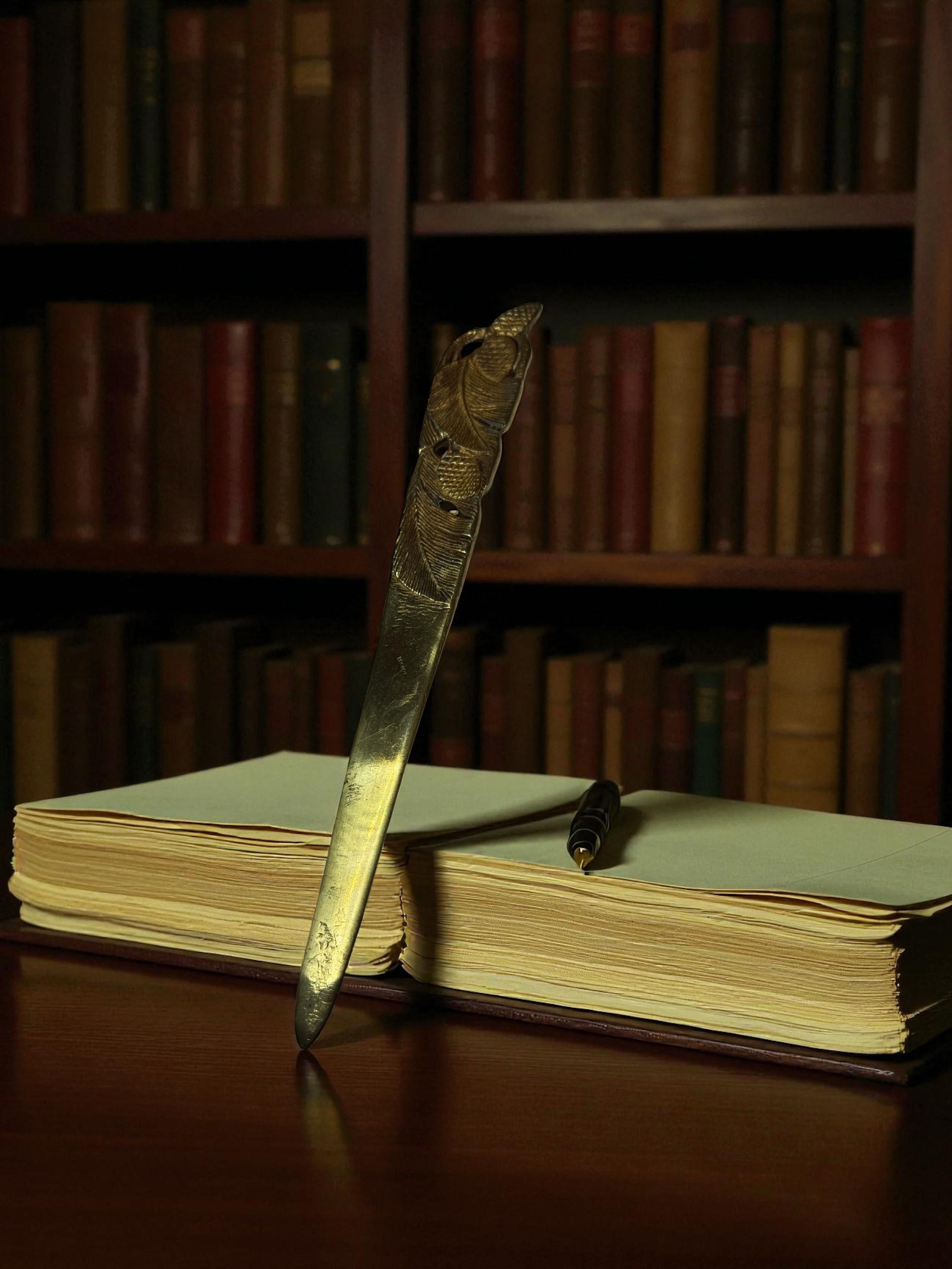 Signed Rare Authentic Original French Art Nouveau Letter Opener Antique 1900s For Sale 9