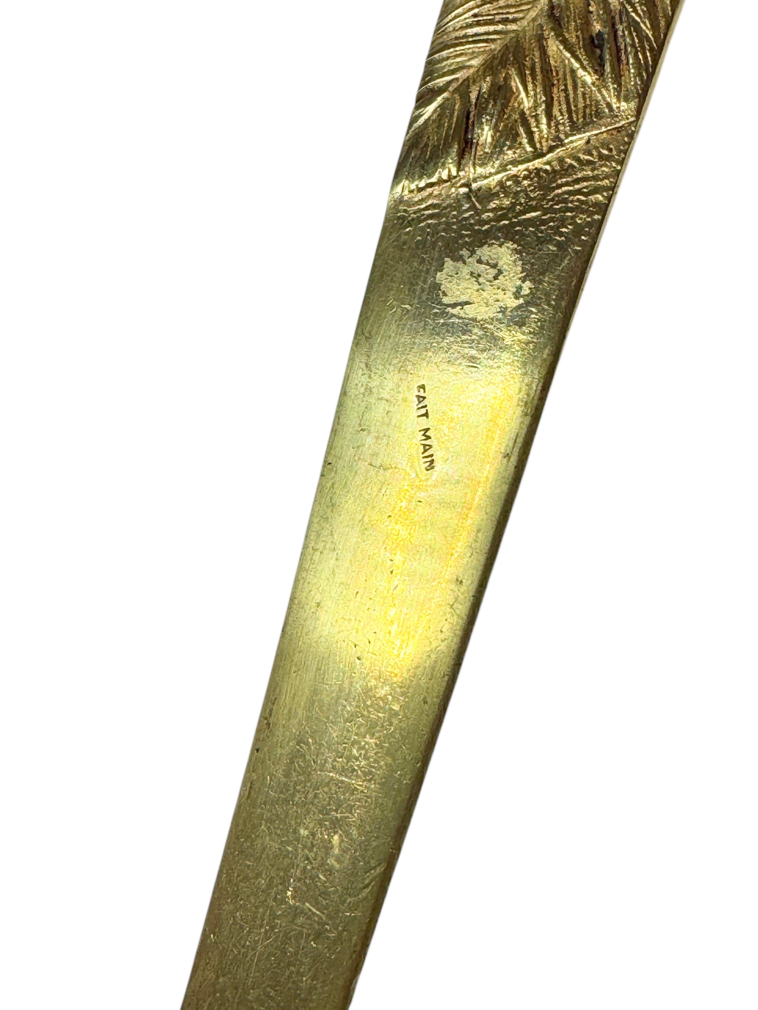 Gilt Signed Rare Authentic Original French Art Nouveau Letter Opener Antique 1900s For Sale