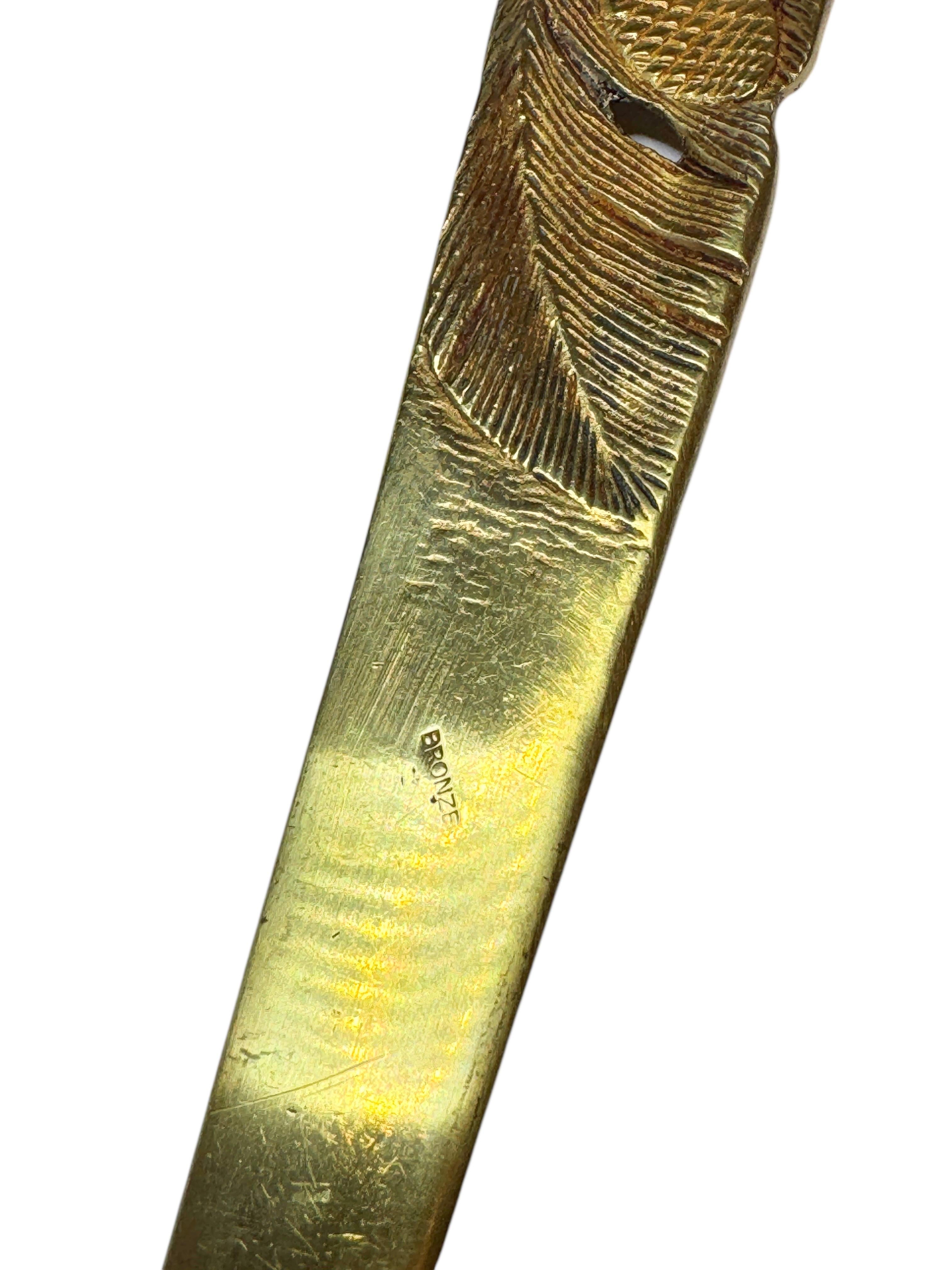 Bronze Signed Rare Authentic Original French Art Nouveau Letter Opener Antique 1900s For Sale