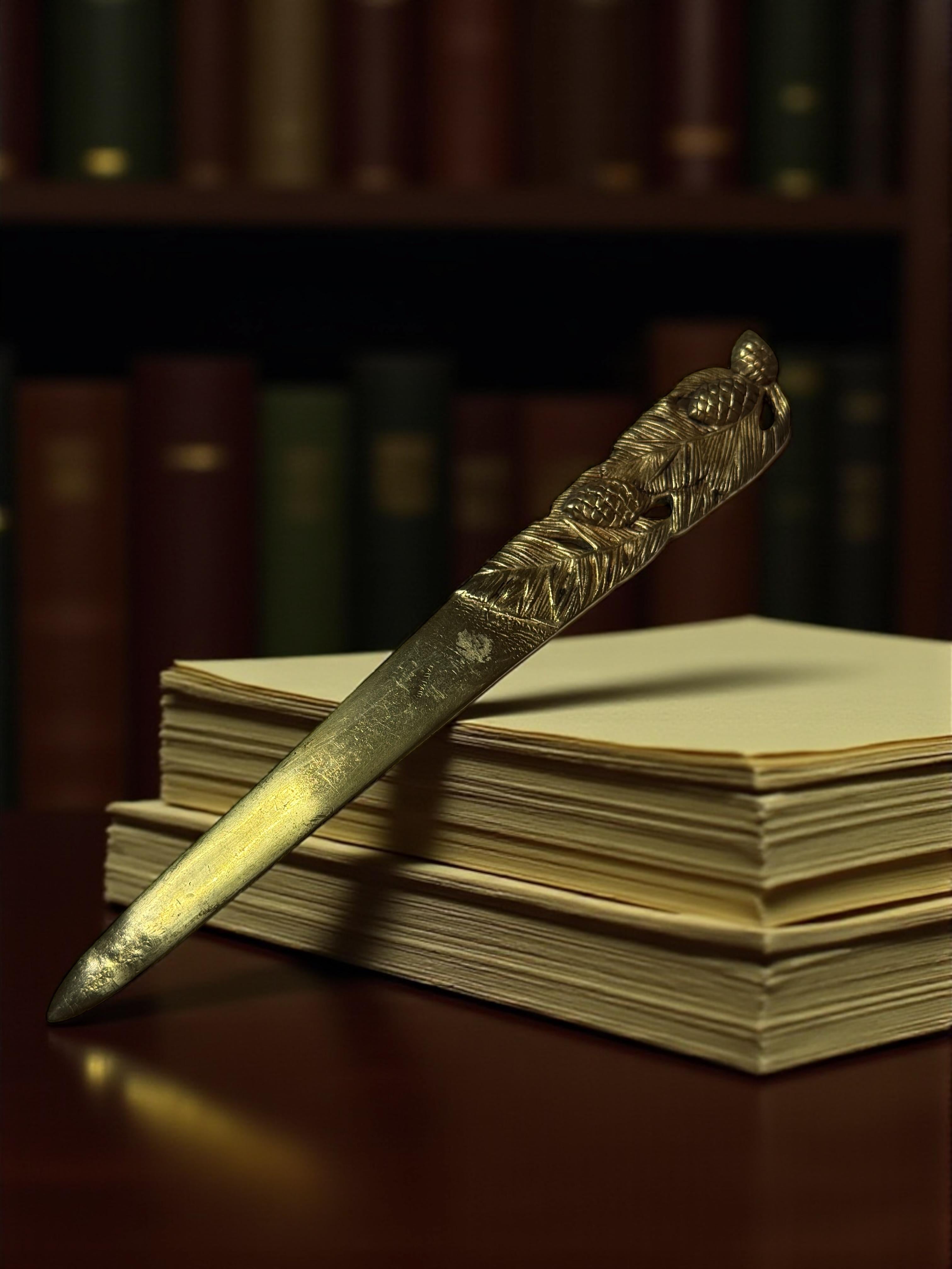 Signed Rare Authentic Original French Art Nouveau Letter Opener Antique 1900s For Sale 2