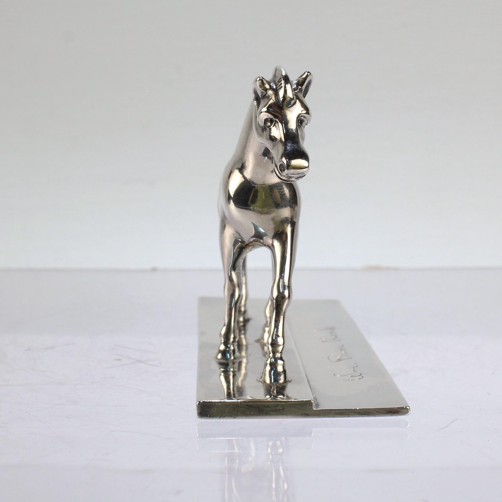 Signed Rare Erik Magnussen Modernist Sterling Silver Figural Horse Paperweight 3