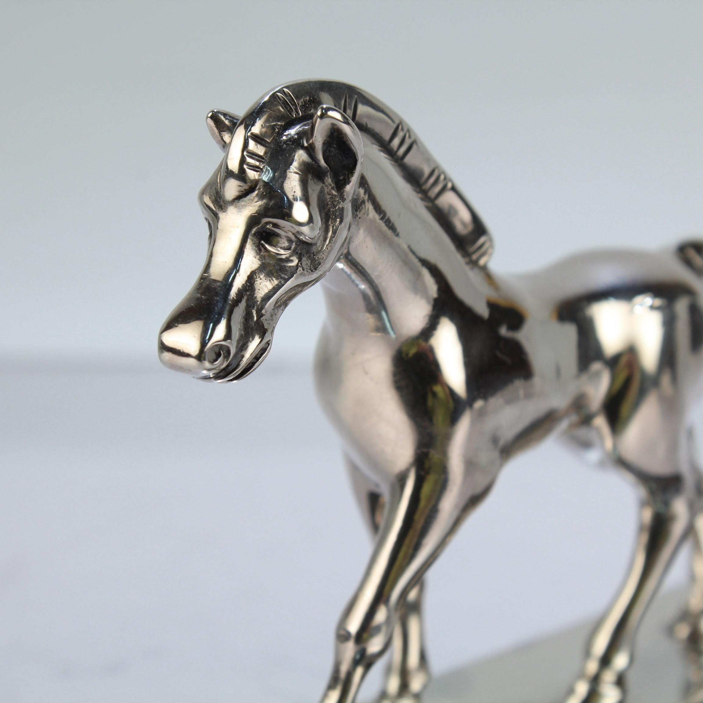 Signed Rare Erik Magnussen Modernist Sterling Silver Figural Horse Paperweight 4