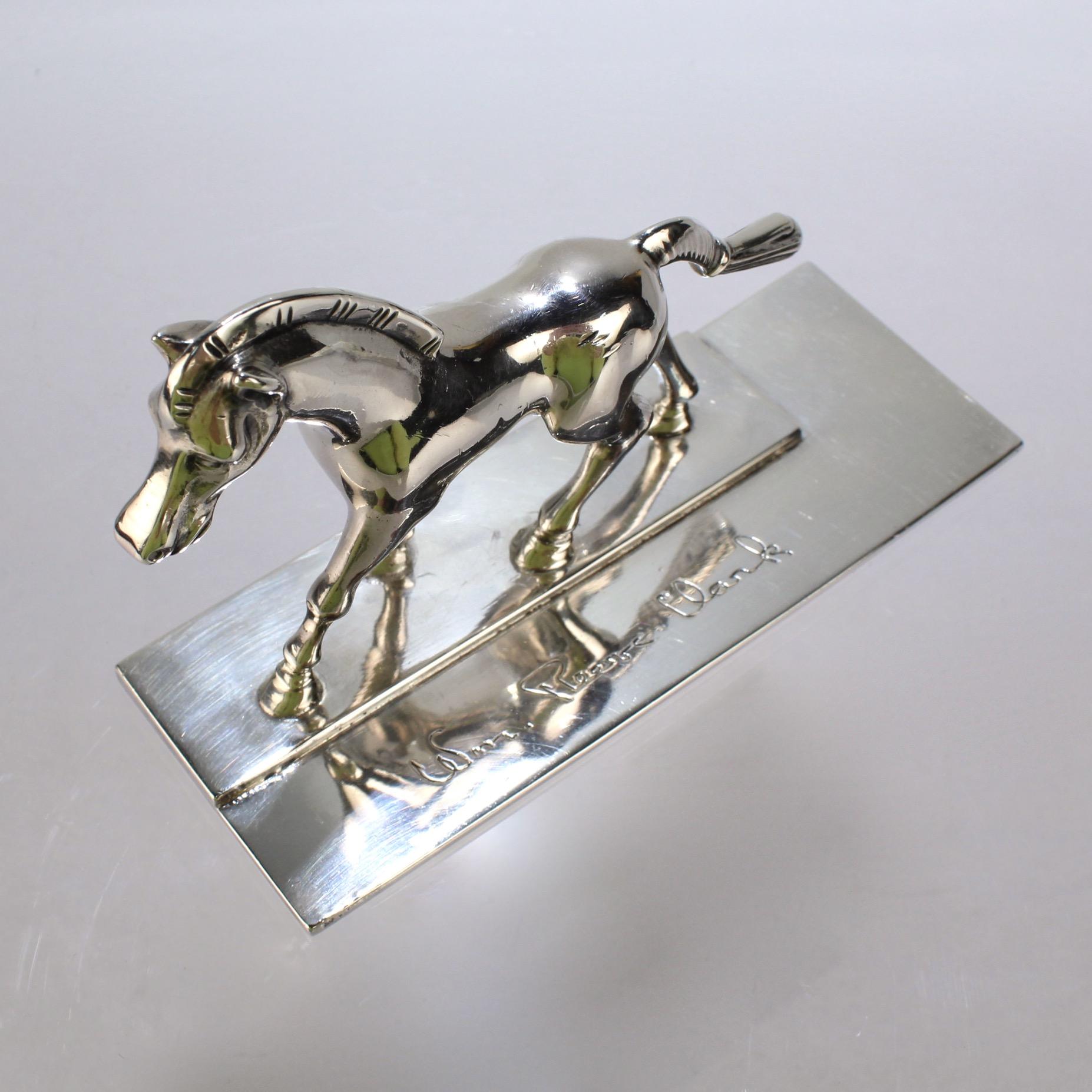 Signed Rare Erik Magnussen Modernist Sterling Silver Figural Horse Paperweight 9