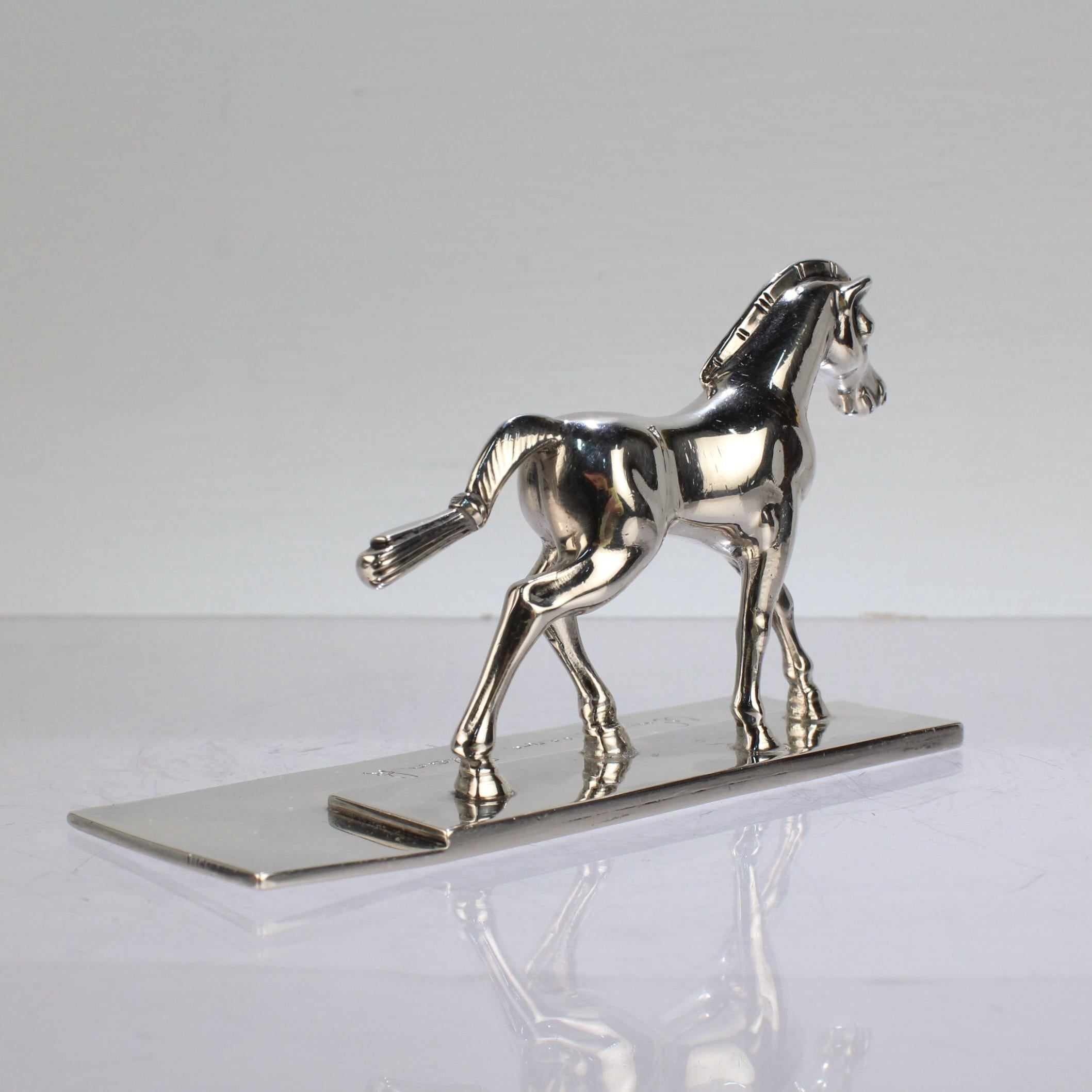 Signed Rare Erik Magnussen Modernist Sterling Silver Figural Horse Paperweight In Good Condition In Philadelphia, PA