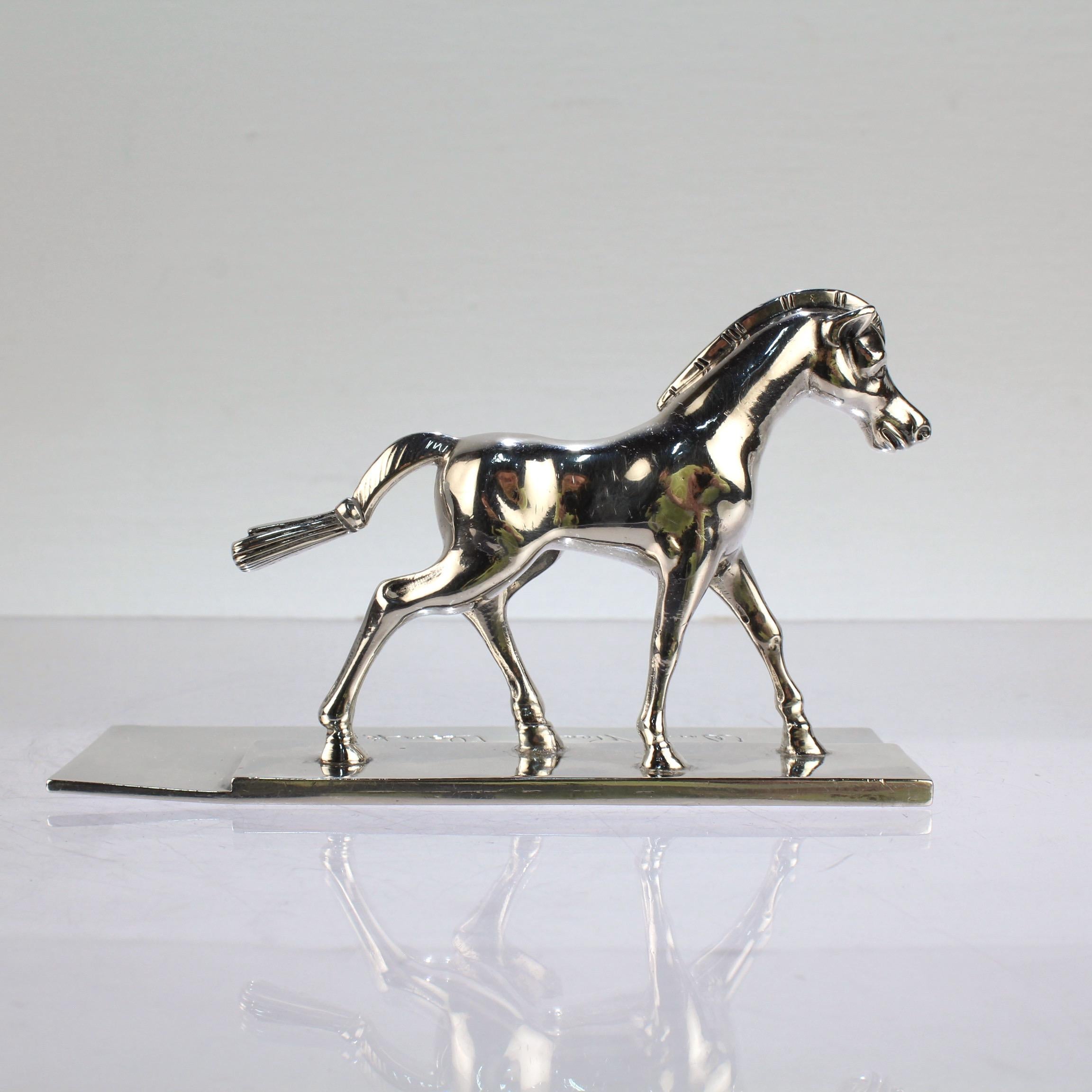 Women's or Men's Signed Rare Erik Magnussen Modernist Sterling Silver Figural Horse Paperweight