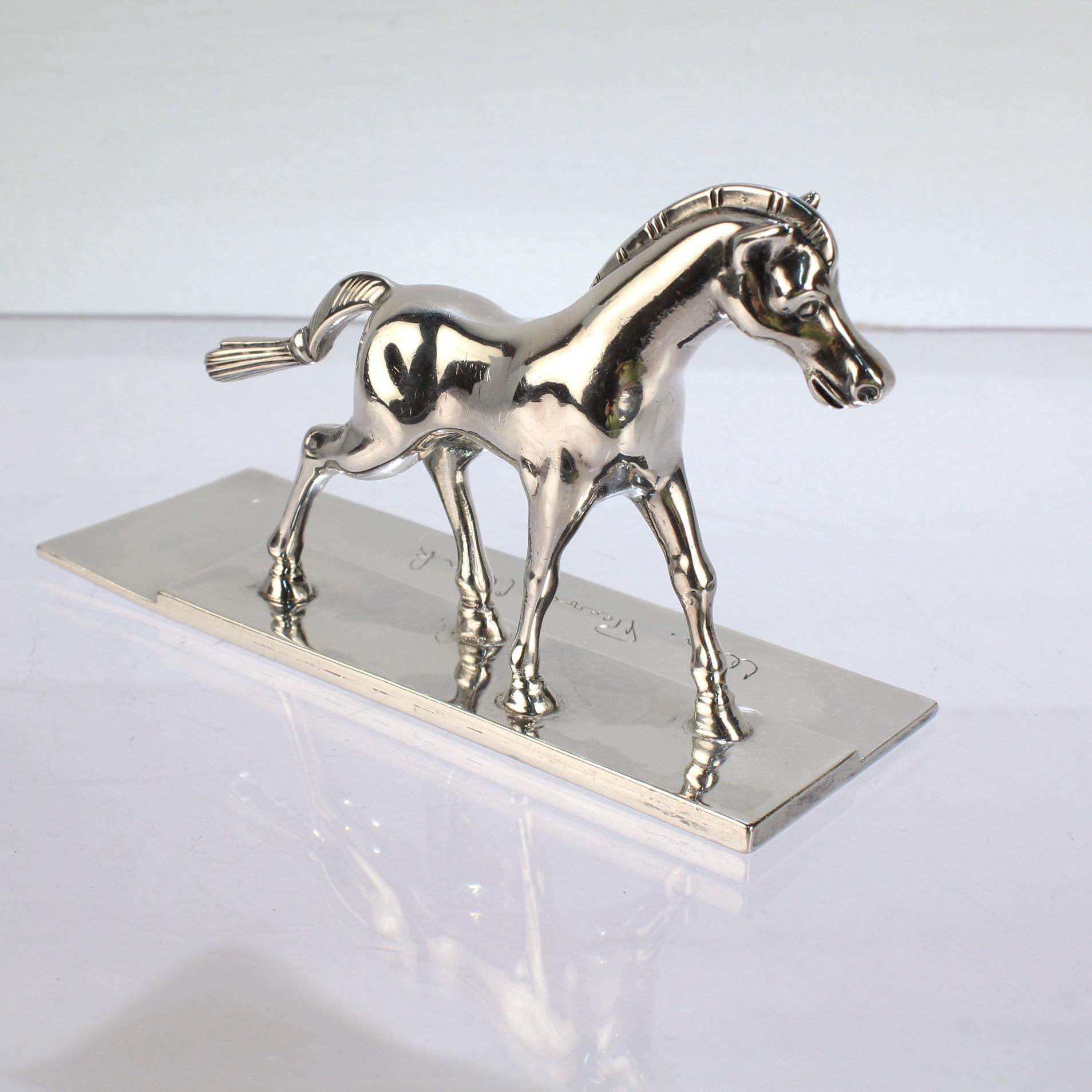 Signed Rare Erik Magnussen Modernist Sterling Silver Figural Horse Paperweight 1
