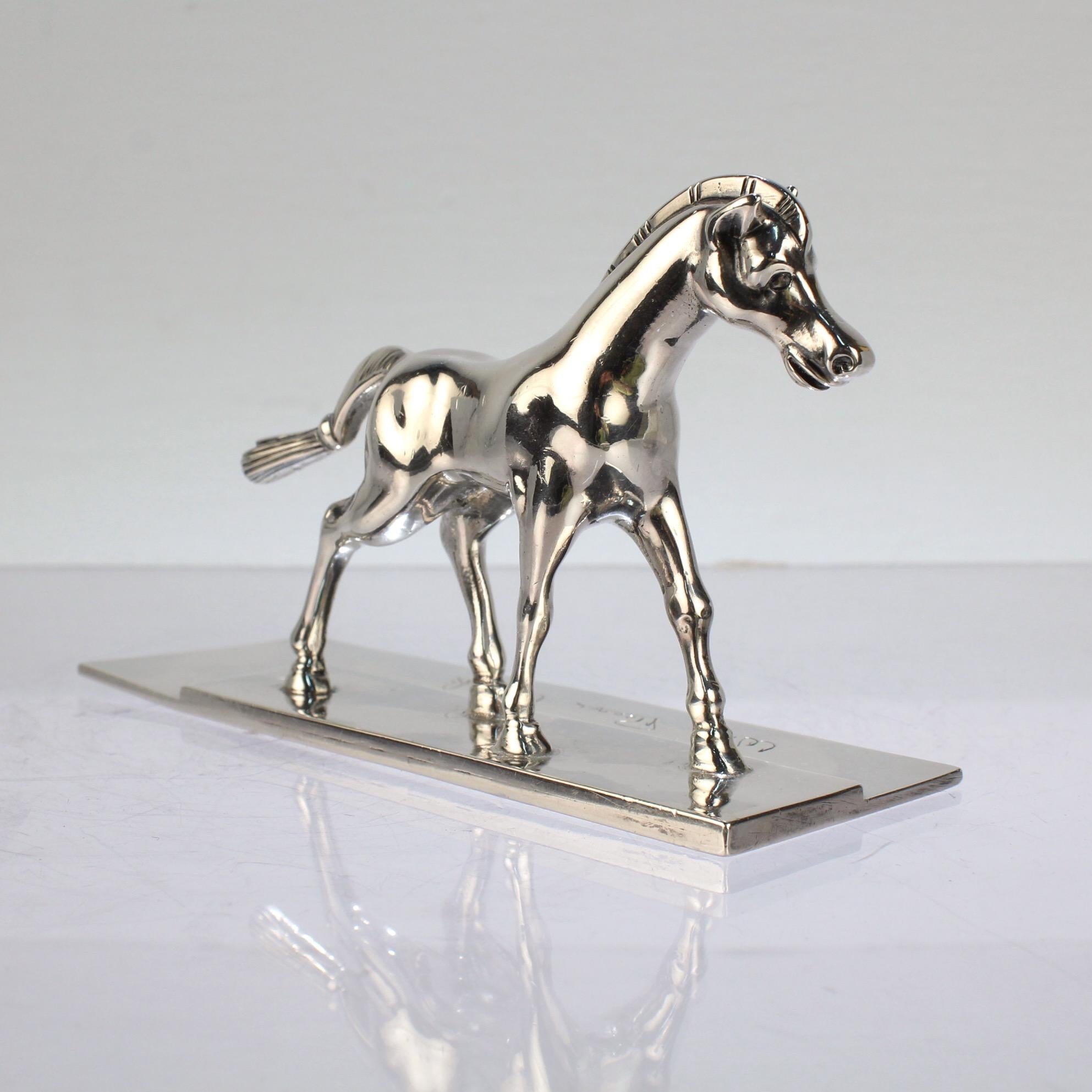 Signed Rare Erik Magnussen Modernist Sterling Silver Figural Horse Paperweight 2