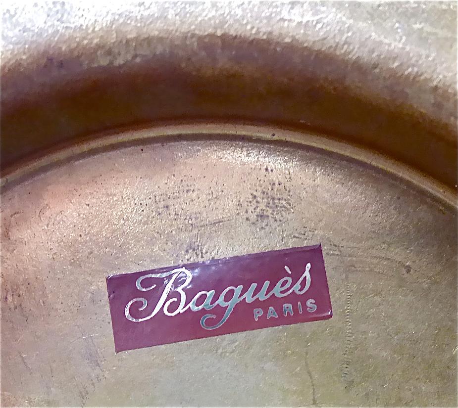 Signed Rare Pair Gilt Brass Maison Baguès Swing Arm Sconces Faux Snake Leather 14