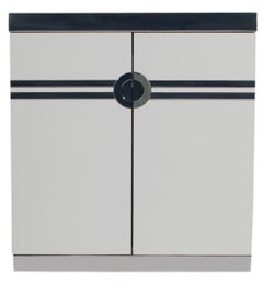 Signed Rare Pierre Cardin White Veneer & Chrome Pair Nightstands for Dillingham