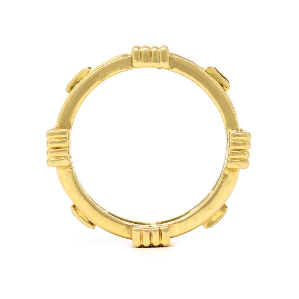 Modern Signed Ravigny Diamond Studded Band Ring in 18 Karat Yellow Gold
