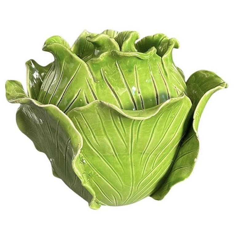 Signed Regency Green Ceramic Cabbage Tureen w/ Lid by Jean Roger Paris France  For Sale 4