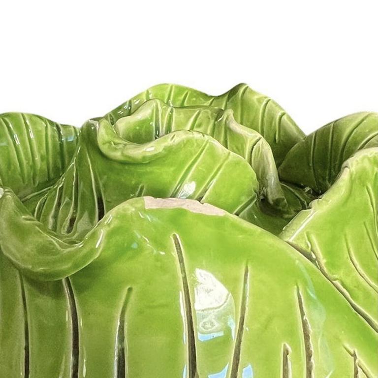 Signierte Cabbage-Terrine aus grüner Keramik im Regency-Stil mit Deckel von Jean Roger Paris, Frankreich  (Französisch) im Angebot