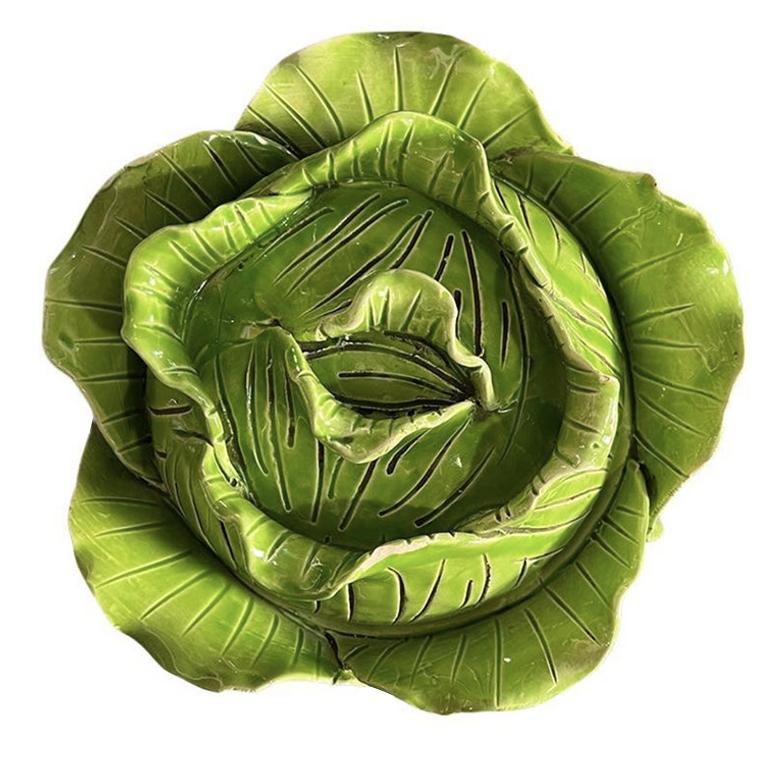 Signierte Cabbage-Terrine aus grüner Keramik im Regency-Stil mit Deckel von Jean Roger Paris, Frankreich  im Zustand „Gut“ im Angebot in Oklahoma City, OK