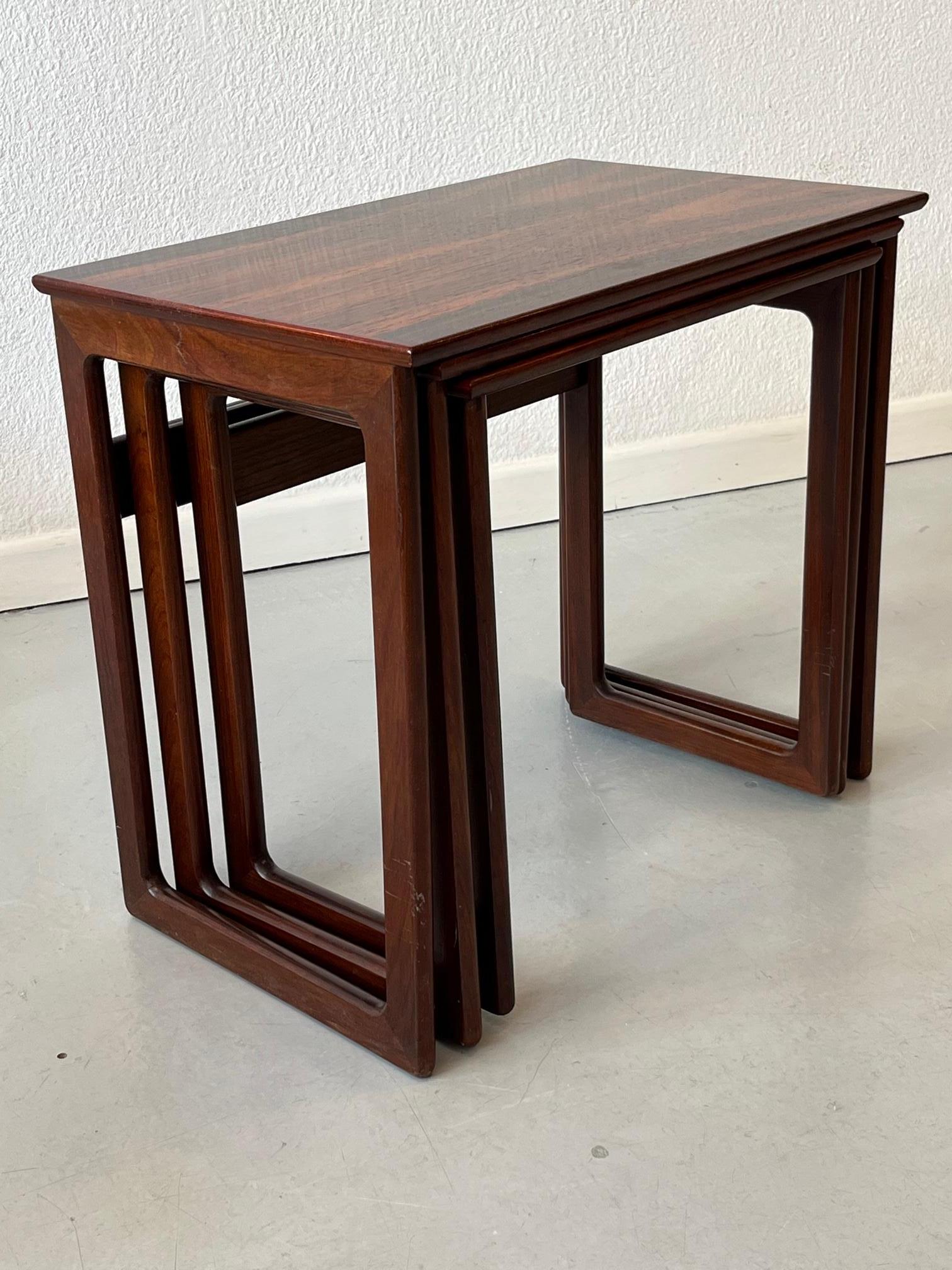 Signed Rio Rosewood Nesting Tables Denmark 1960s For Sale 6