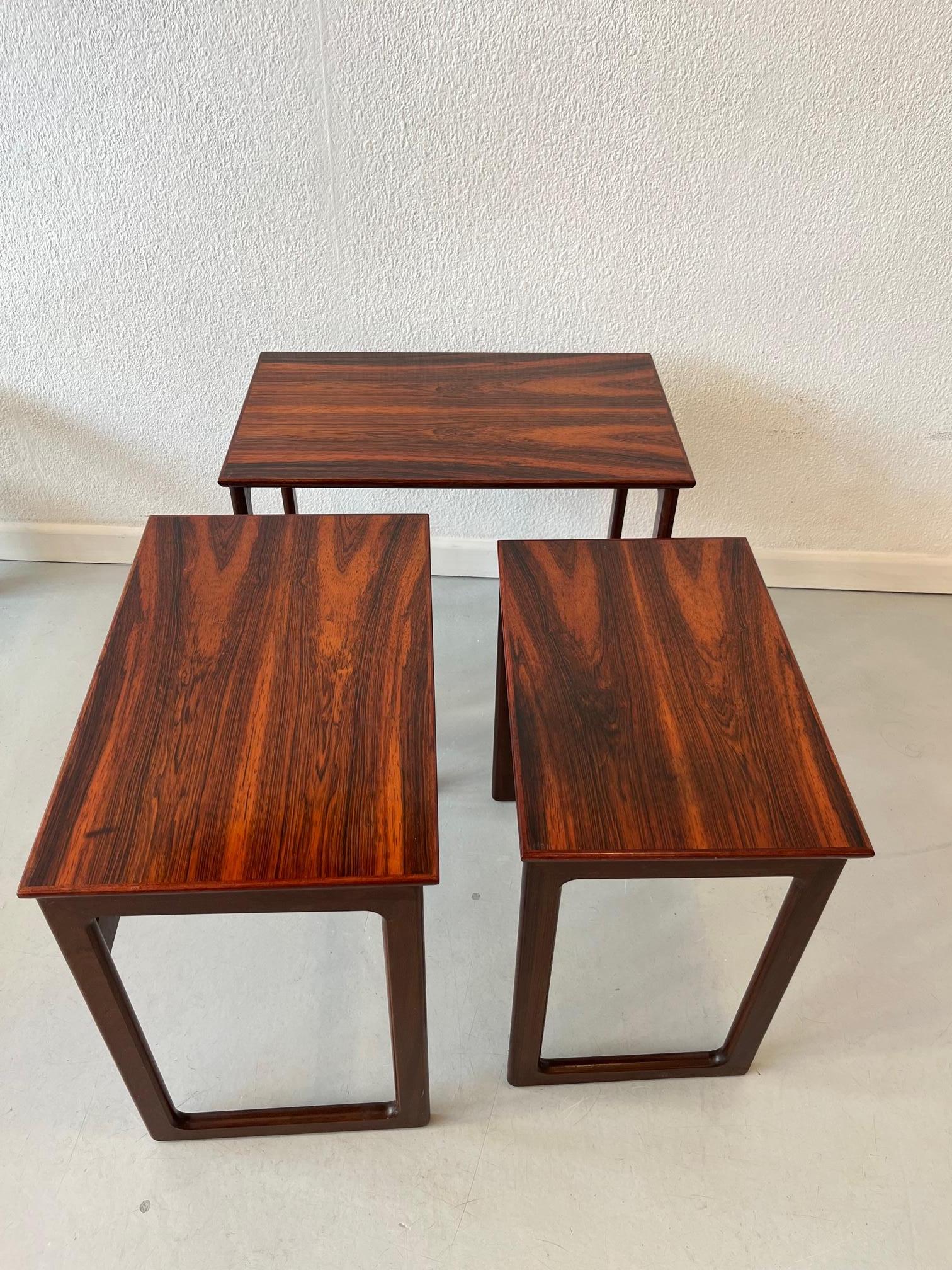 Signed Rio Rosewood Nesting Tables Denmark 1960s For Sale 7