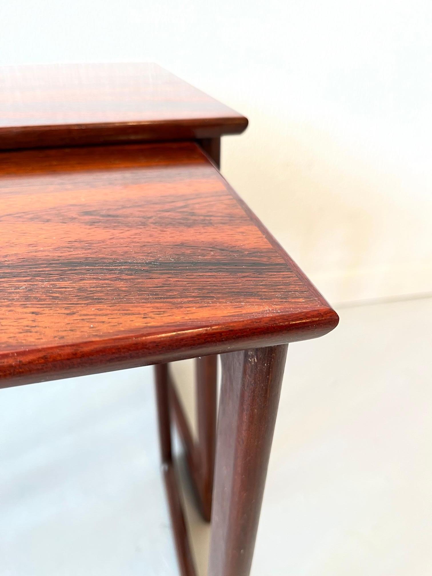 Signed Rio Rosewood Nesting Tables Denmark 1960s For Sale 8