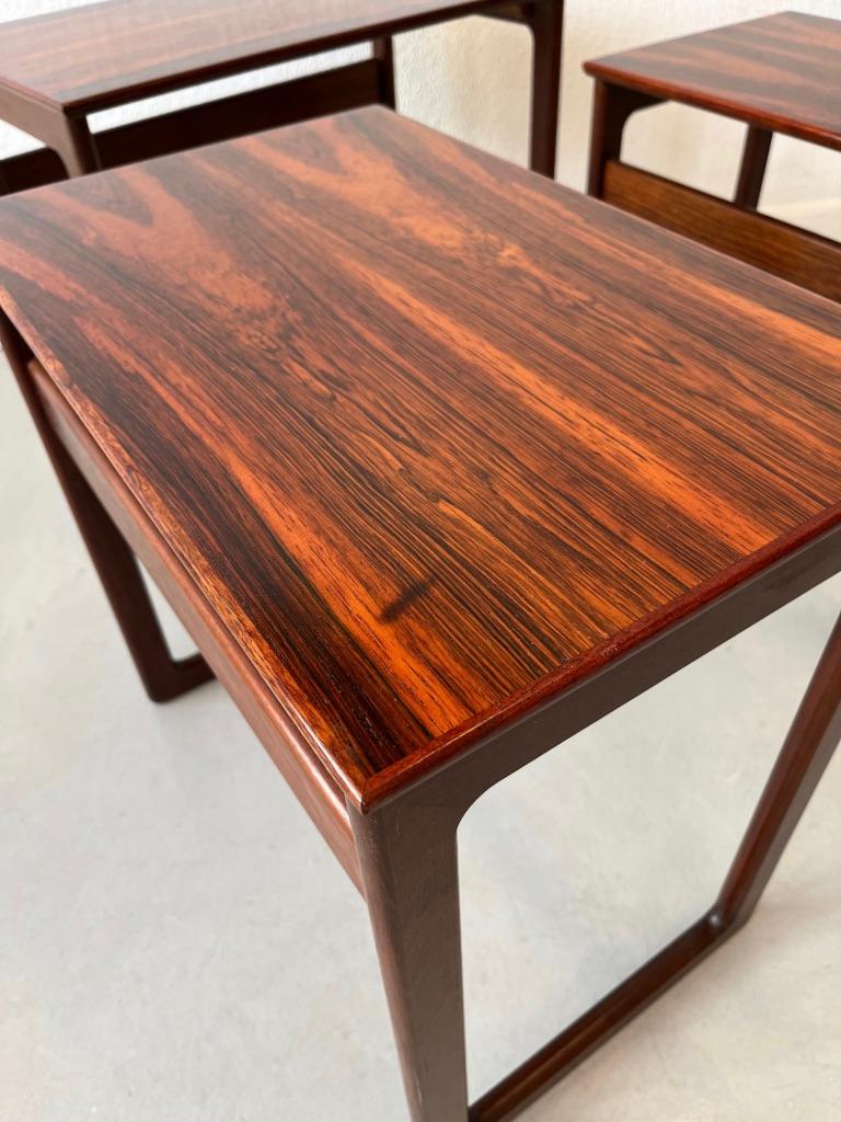 Signed Rio Rosewood Nesting Tables Denmark 1960s For Sale 1