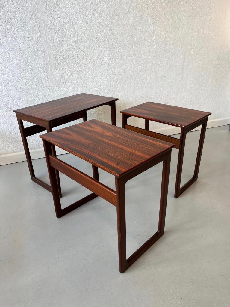 Signed Rio Rosewood Nesting Tables Denmark 1960s For Sale 3