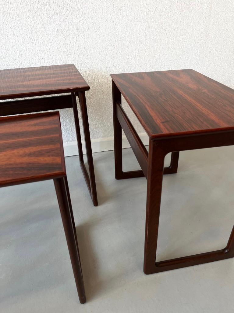 Signed Rio Rosewood Nesting Tables Denmark 1960s For Sale 4