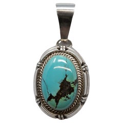 Signed Rita Touchine Navajo Sterling Silver & Turquoise Pendant