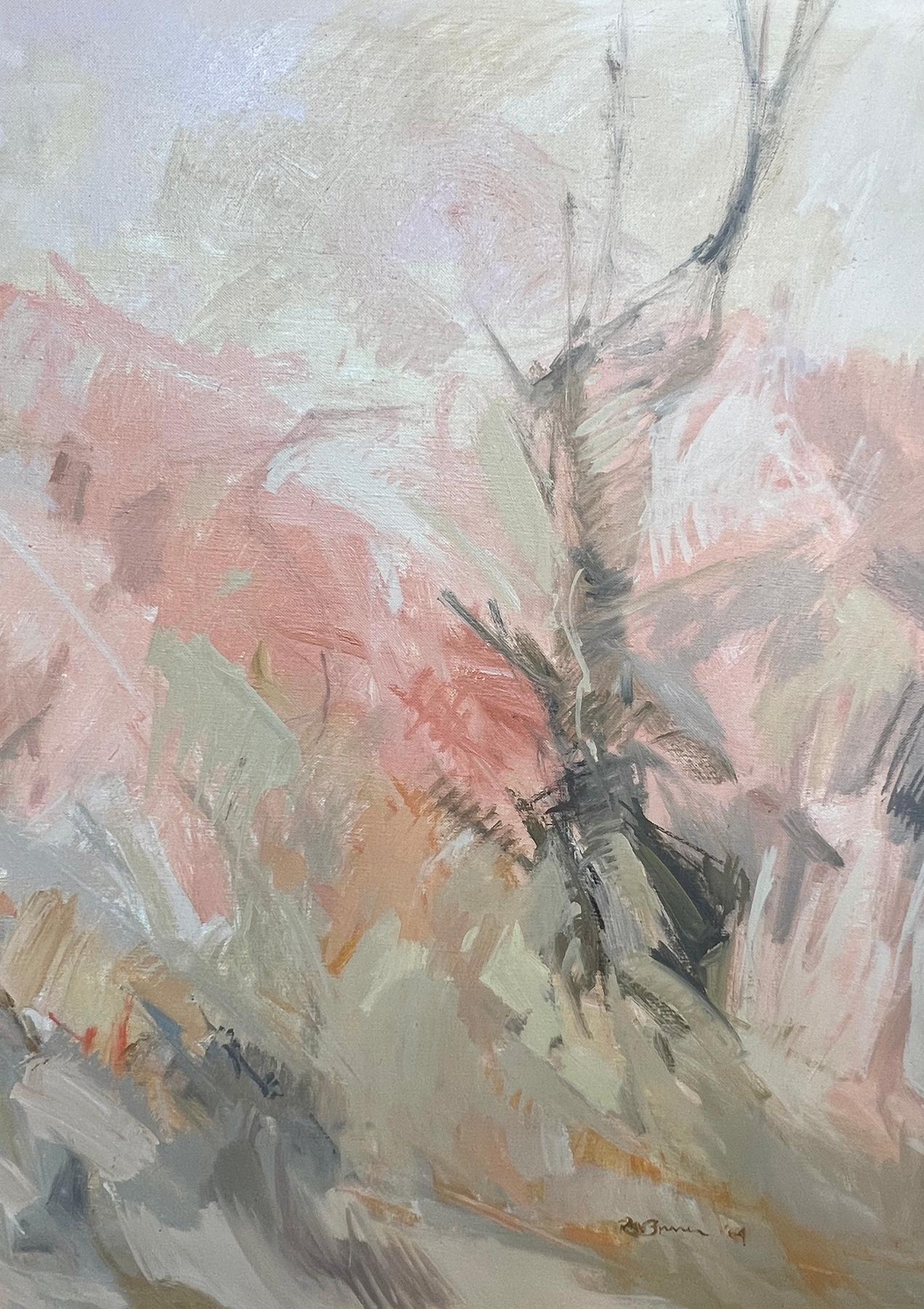 American Signed R.M. Burrer Abstract Expressionist Painting 'Trees in October' 1964 For Sale