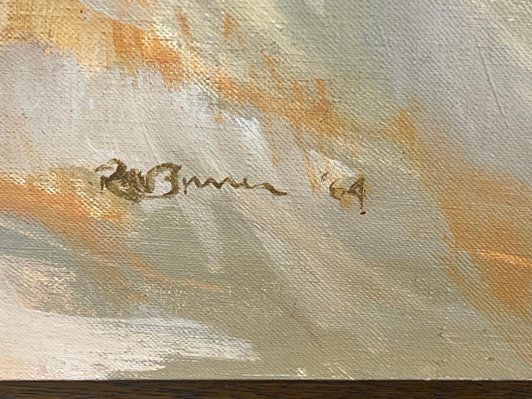 Brushed Signed R.M. Burrer Abstract Expressionist Painting 'Trees in October' 1964 For Sale