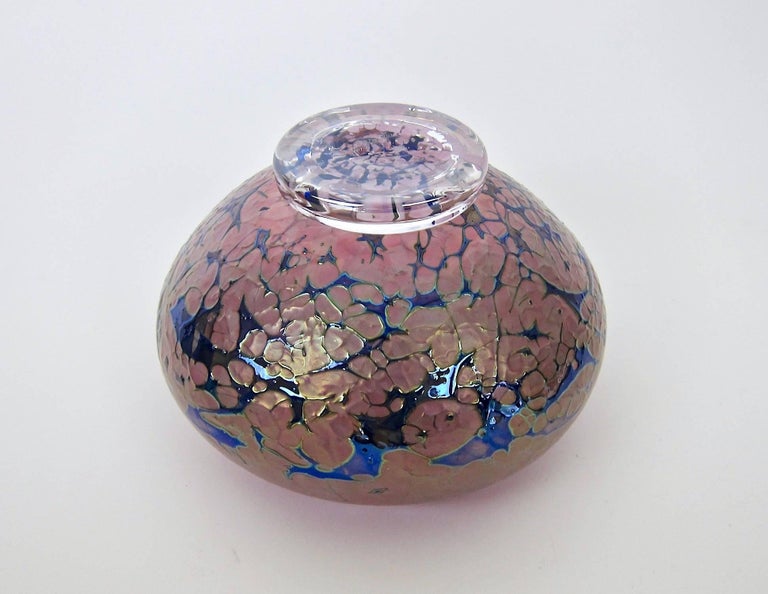 Signed Vintage Iridescent Art Glass Bowl by Robert Held at 1stDibs