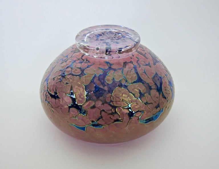 Signed Vintage Iridescent Art Glass Bowl by Robert Held at 1stDibs