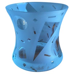Signed Robert Meandles Postmodern Frosted Art Glass Vase, circa 1990