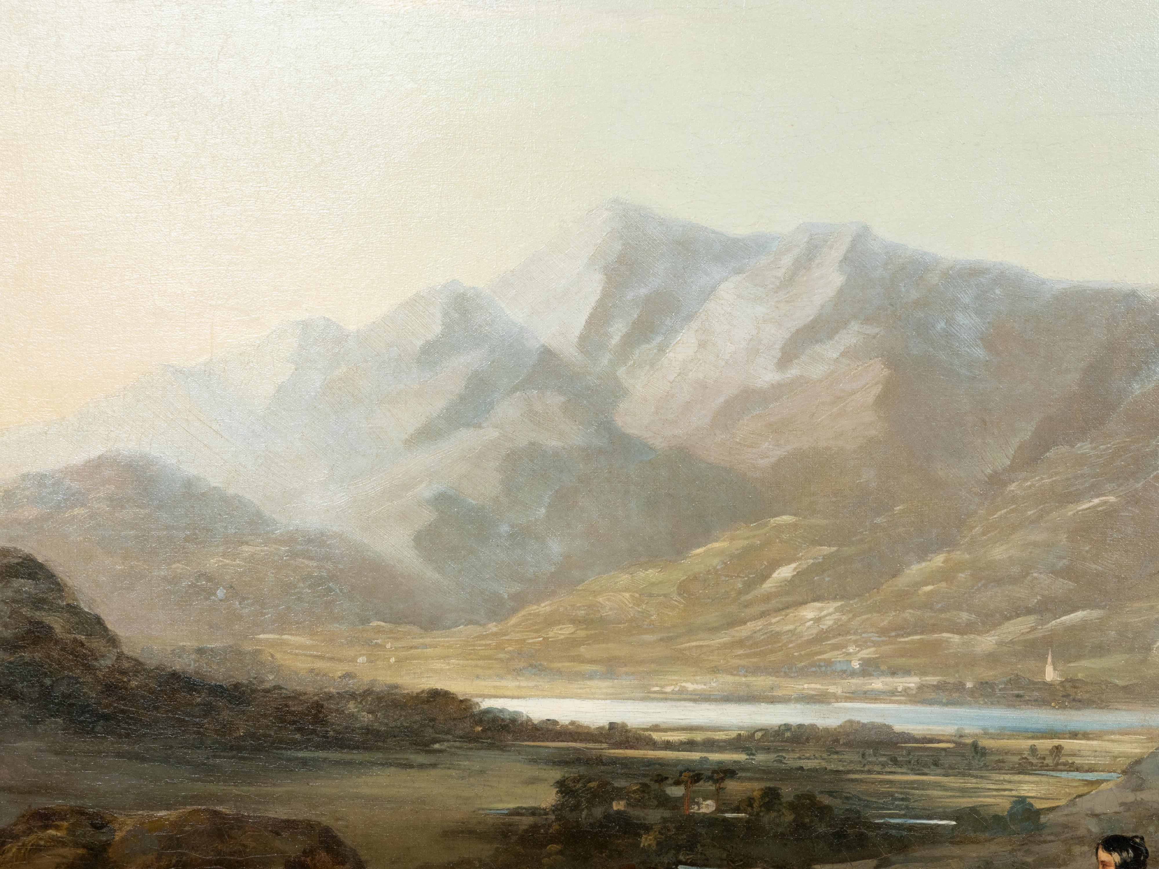 Huile sur toile signée Robert The 1847 Peinture de paysage pastoral dans un cadre doré en vente 3