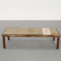 Signed Roger Capron Garrigue Coffee Table with Textured Tile c. 1960's