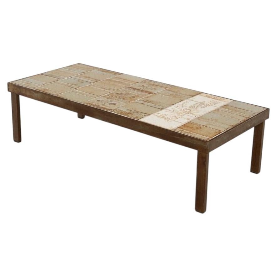 Signed Roger Capron Garrigue Coffee Table with Textured Tile c. 1960's