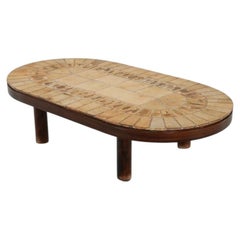 Signed Roger Capron Oval Garrigue Racetrack Coffee Table c. 1960's